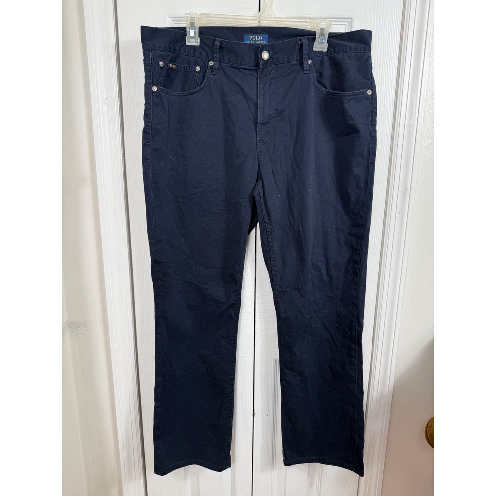 Polo Ralph Lauren Pants 36/30 Navy Blue Slim Straight Chino Preppy Minimalist